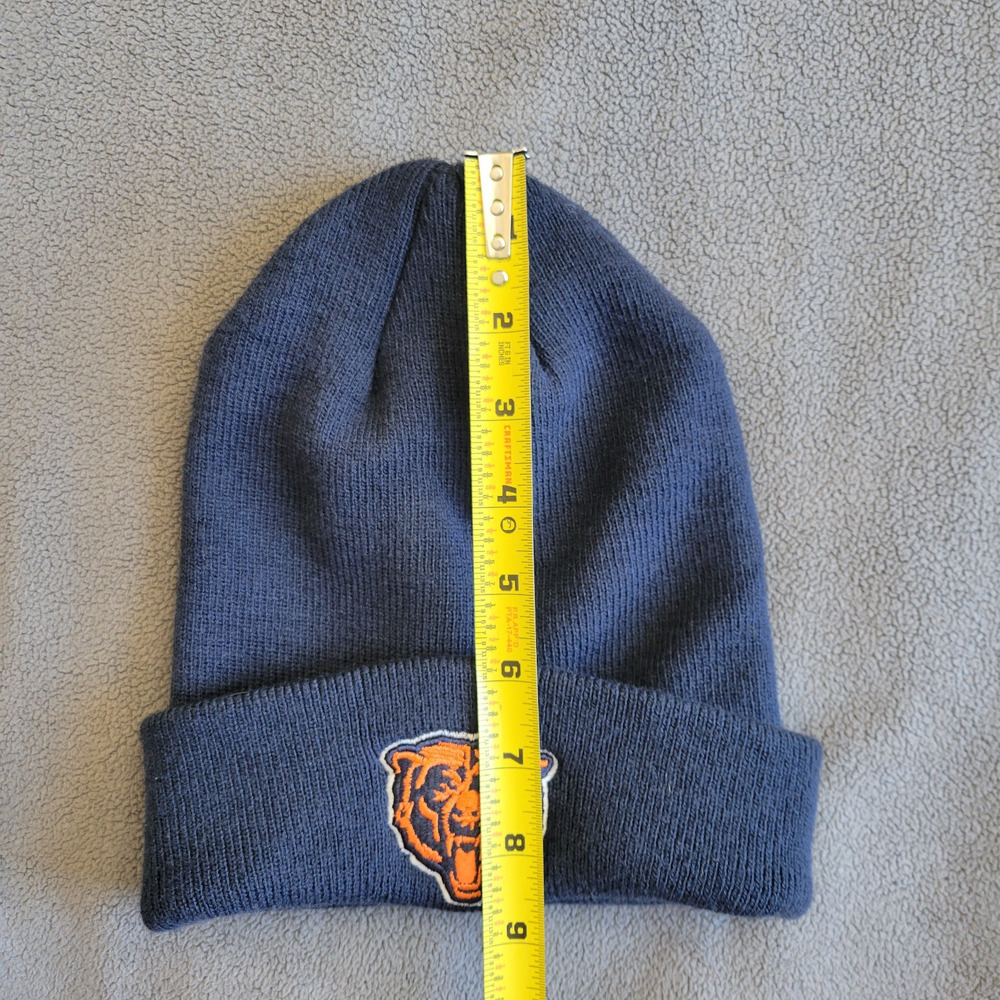 CHICAGO BEARS Beanie Hat Cap One Size Navy Blue Orange Embroidered Logo NFL - Picture 9 of 11